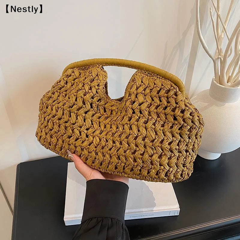 Elegant Woven Handbag Female Beach Straw Underarm Bag Versatile Exquisite Shoulder Bags Evening Bags For Women Gifts