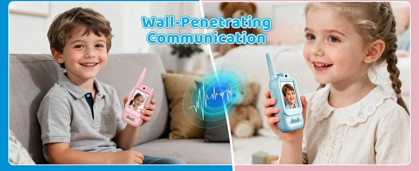 Video Walkie Talkies for Kids 2 Pack Rechargeable Intercom Walkie-talkie Cute 2 Inch Screen One-Click Call Child Video Intercom