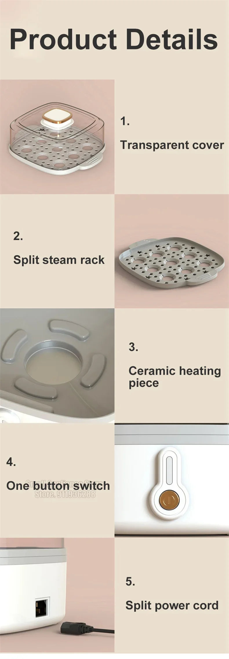 Mini Steamer Electric Steam Pot Cooking Steaming Home Two-layer Transparent Food Dumplings Household Pan Warmer Multicooker