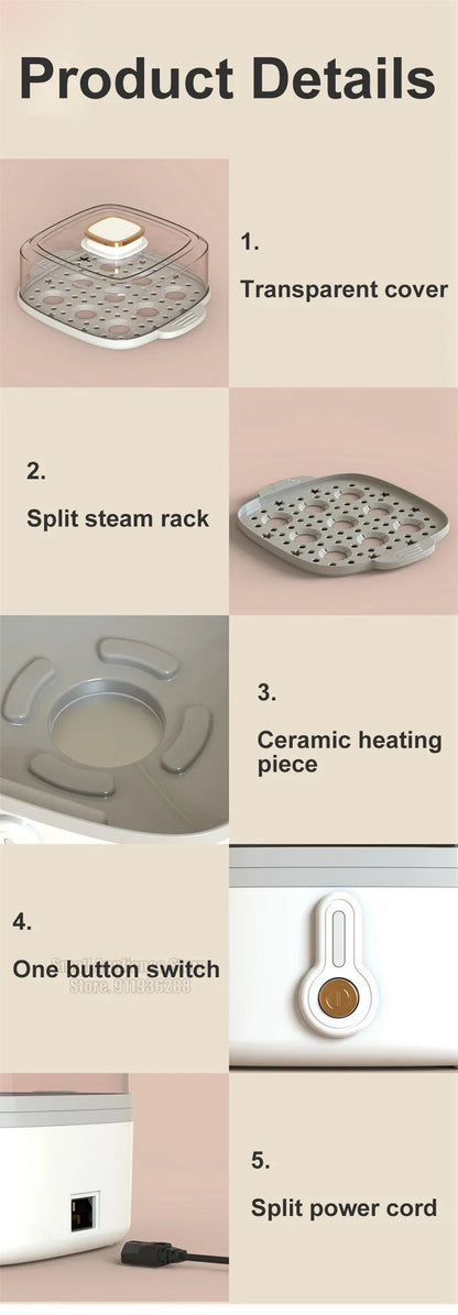 Mini Steamer Electric Steam Pot Cooking Steaming Home Two-layer Transparent Food Dumplings Household Pan Warmer Multicooker