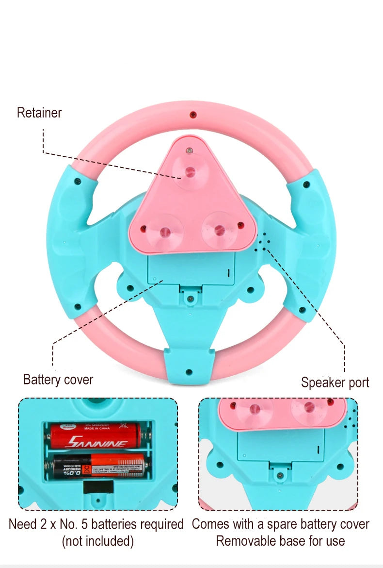 Children Eletric Simulation Steering Wheel Toys Gifts Light Sound Musical Stroller Simulate Driving Car Vocal Toy for Kids