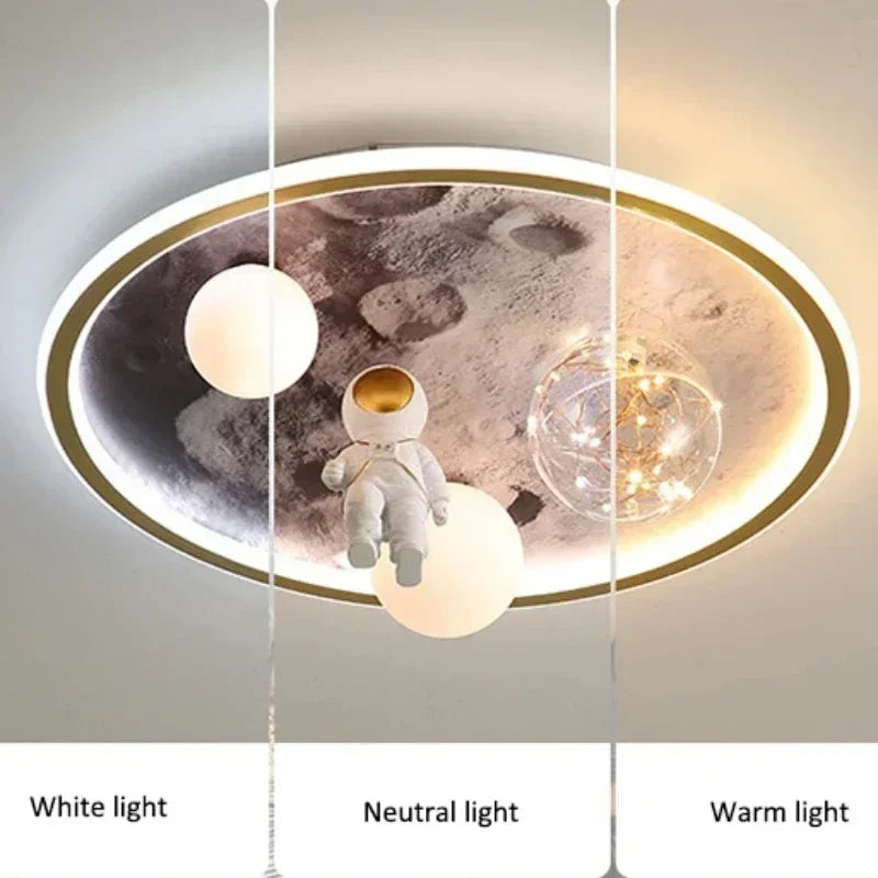Modern European Modern Children's Moon Lustre Led Lights Astronaut Bedroom Chandeliers Decoration Ceiling Lamps For Room Home-ap