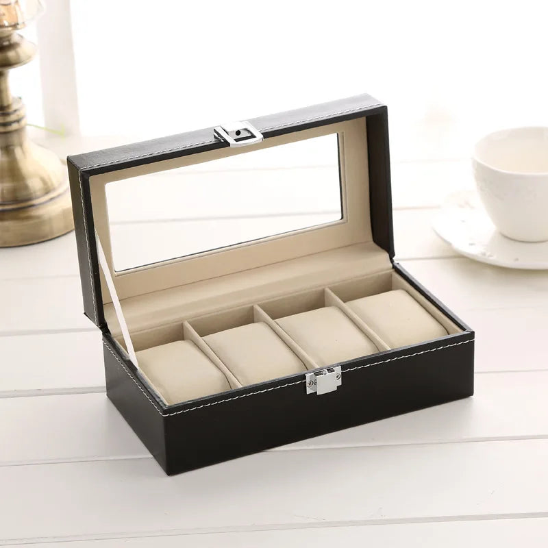 Watch Box, 12-10-6-Slots Watch Case with Large Glass Lid, Removable Watch Pillows, Watch Box Organizer, Gift for Loved Ones
