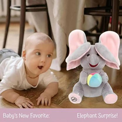 Hide And Seek Elephant Plush Toy Baby Head Up Training Soothing Singing Musical Doll New Born Gift For 3-12 Months