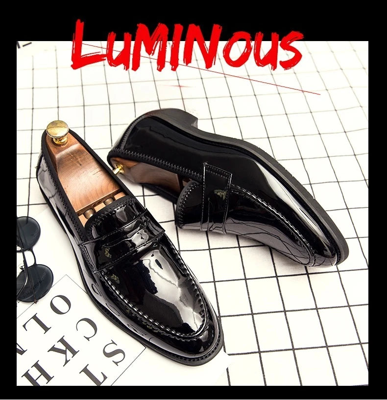 Summer Men Genuine Leather Casual Shoes Mens Wedding Black Dress Shoes Mens Banquet Loafers Blue Outdoor Walking Shoes Big Size