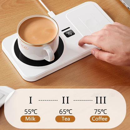 2 in 1 Coffee Mug Warmer Wireless Charger Multi-functional Cup Heating Pad 3 Gear Temperature Warmer Coaster For Milk Tea Water