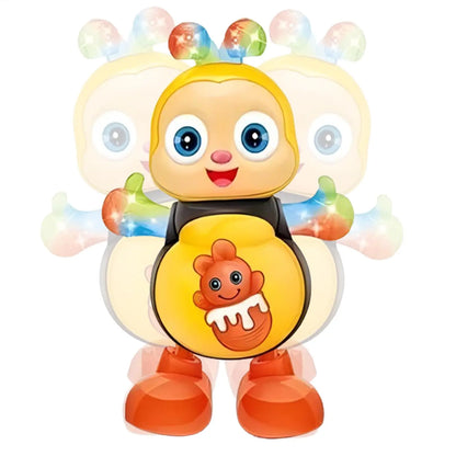Electric Dancing Bee Toy Cartoon Musical Bee with Lights Music Interactive Educational Toys for Kids Toddler Gifts