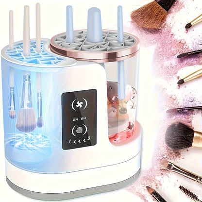 Portable Three-in-One Electric Makeup Brush Cleaner with Dryer USB Deep Cleaning for Various Sizes of Beauty Brushes including