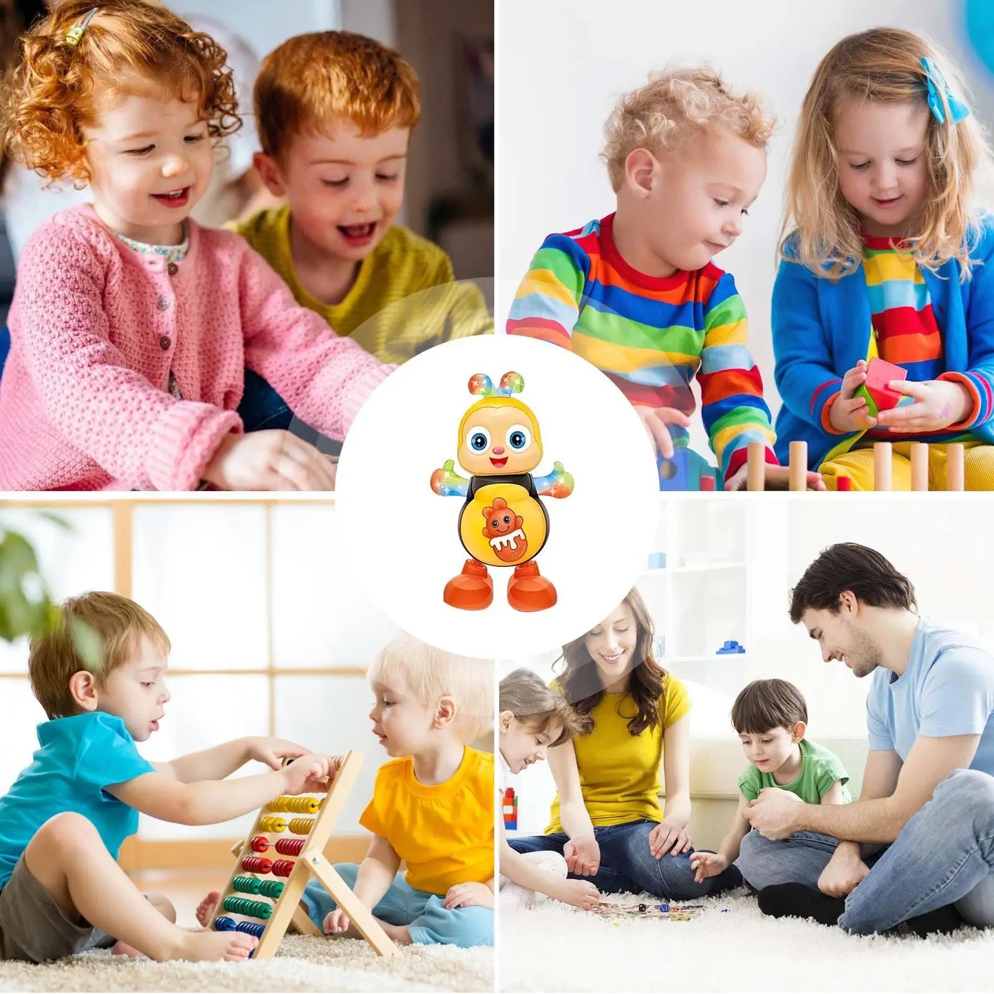 Electric Dancing Bee Toy Cartoon Musical Bee with Lights Music Interactive Educational Toys for Kids Toddler Gifts