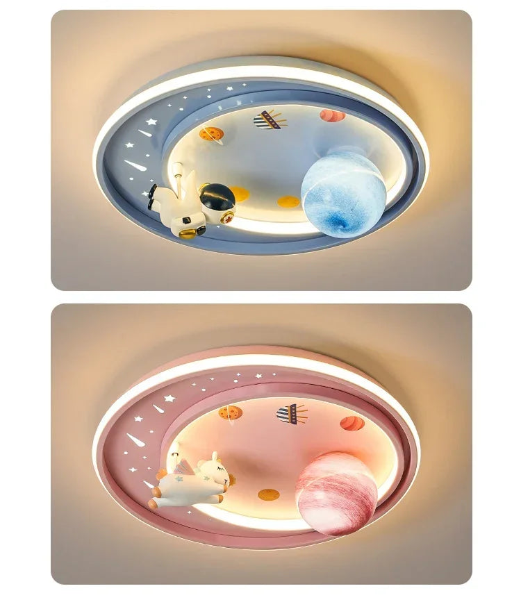 Children's room circular ceiling light moon astronaut light cartoon eye protection children's baby LED light room decoration