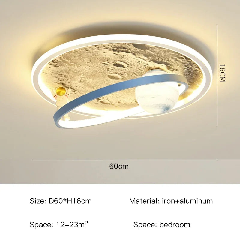 Children's room circular ceiling light moon astronaut light cartoon eye protection children's baby LED light room decoration