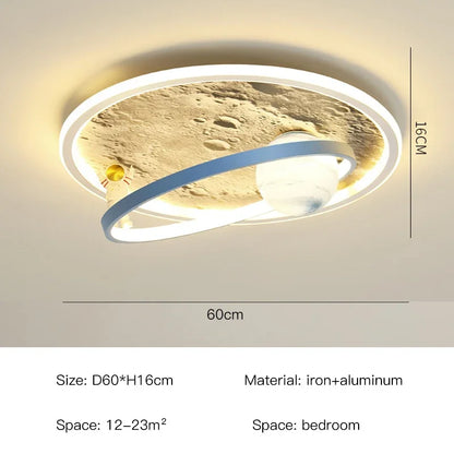 Children's room circular ceiling light moon astronaut light cartoon eye protection for children & baby LED light room decoration