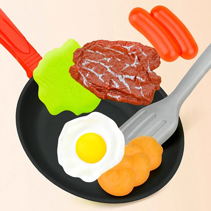 8PCS Children Kitchen Food Toys Simulation Cookware Game Set Pretend Play Pot Steak Vegetable Bread Hot Dog Omelette Kids Gift