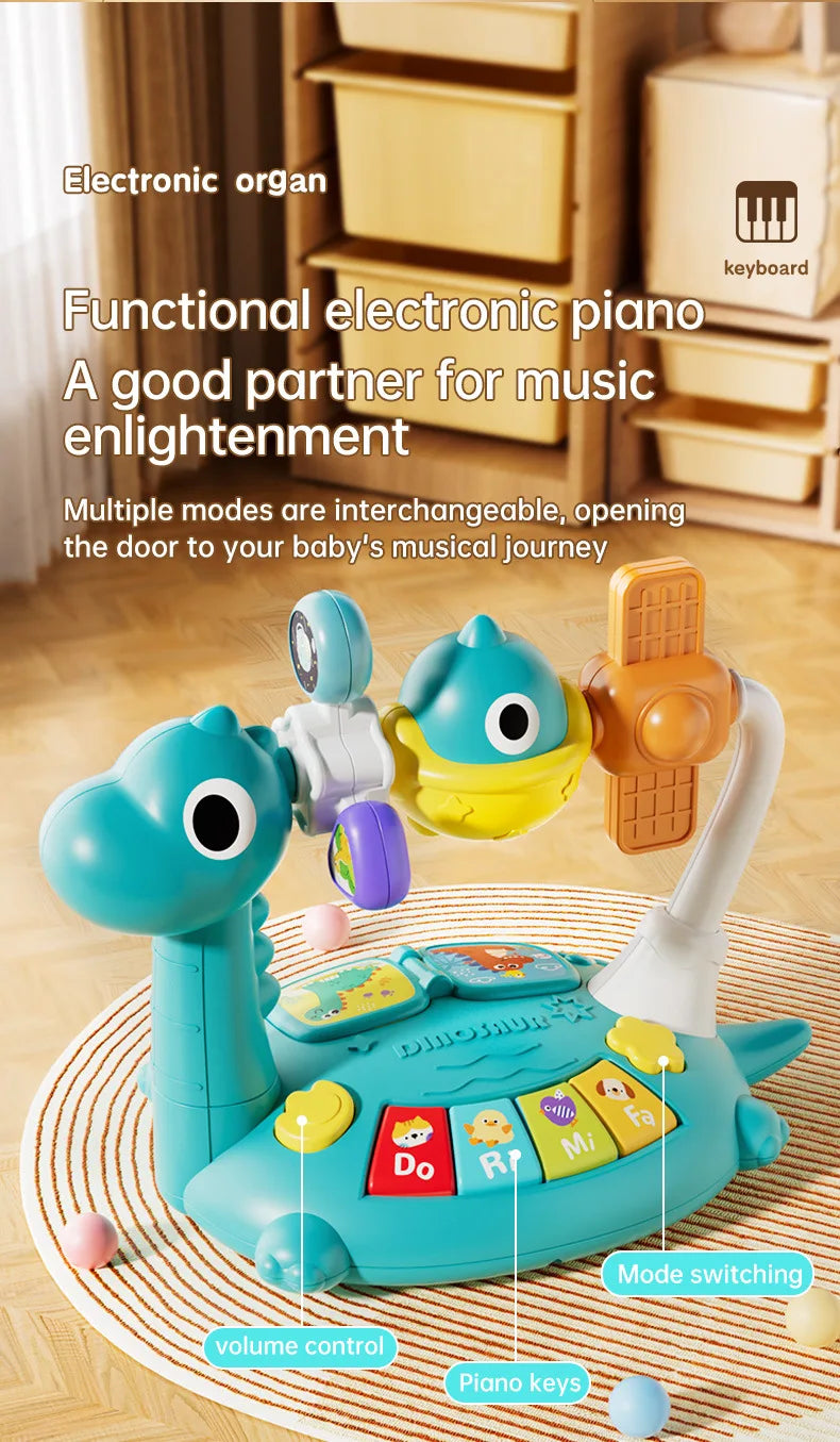 Baby Piano Toys Kids Rotating Music Piano Keyboard With Light Sound, Musical Toys For Toddlers, Early Educational Music Toy