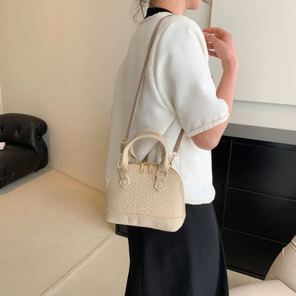 Women's Large Crossbody  Retro Felt Handbag with Makeup Organizer Solid-Color Casual Purse for Everyday Use Travel Shoulder Bag