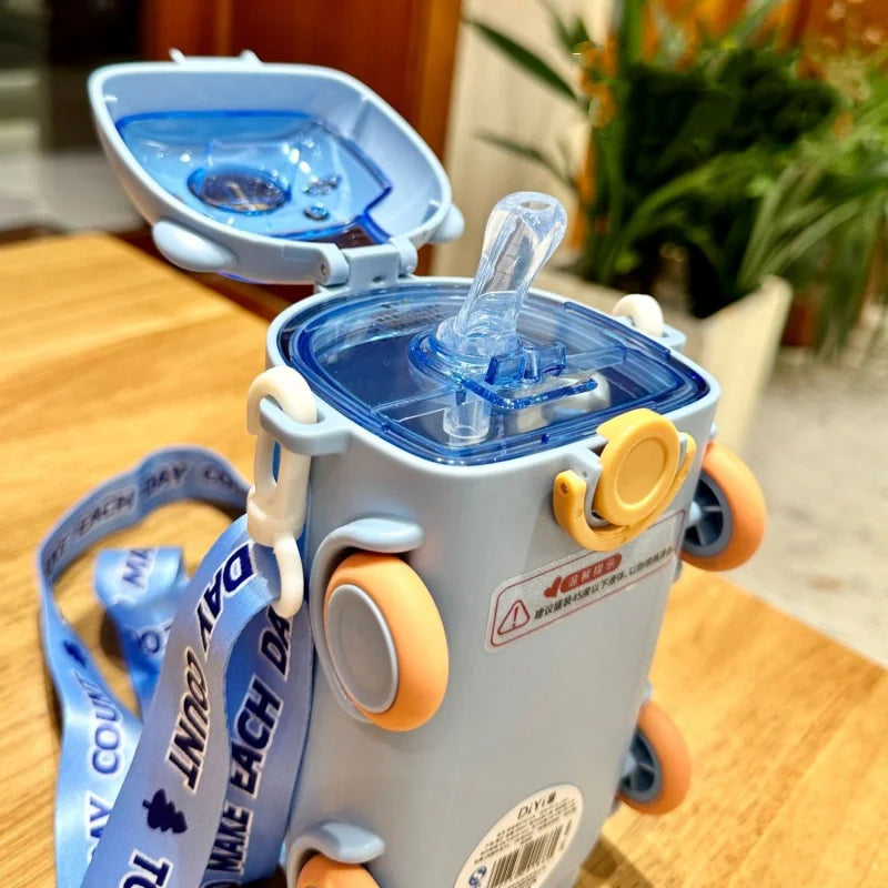 Cute Kids Water Bottle With Straw Fun 0.5L Car-Themed Drinkware For Toddlers Leakproof BPA-Free