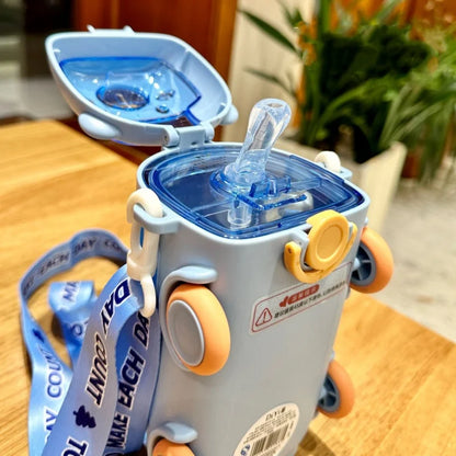 Cute Kids Water Bottle With Straw Fun 0.5L Car-Themed Drinkware For Toddlers Leakproof BPA-Free