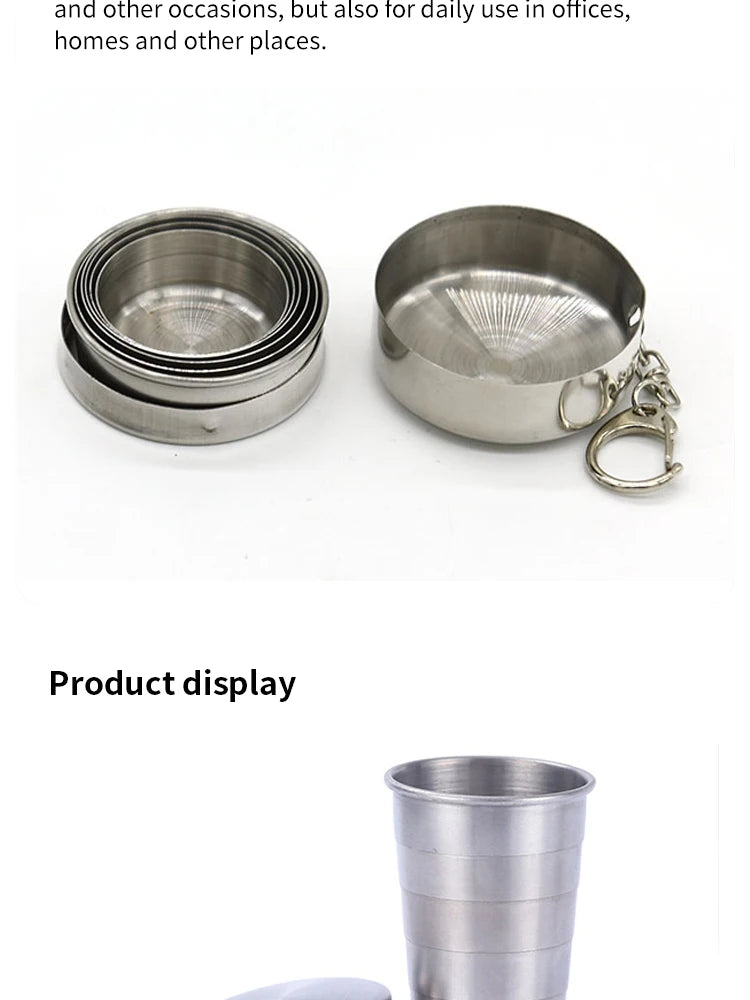 Outdoor Portable Camping Portable Metal Stainless Steel Telescopic Cups Folding Cups Drinks Cups.