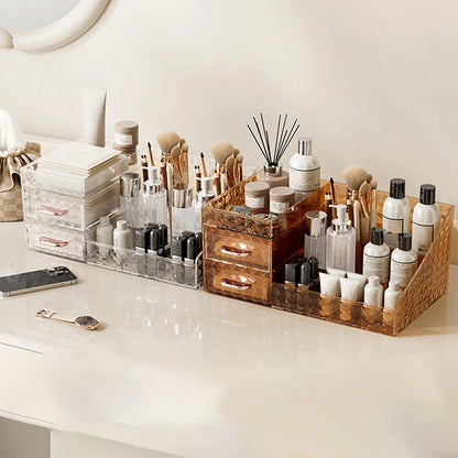 Makeup Organizer Cosmetic Organizer with Transparent Drawer - Multi-functional Lipstick & Cosmetic Organizer
