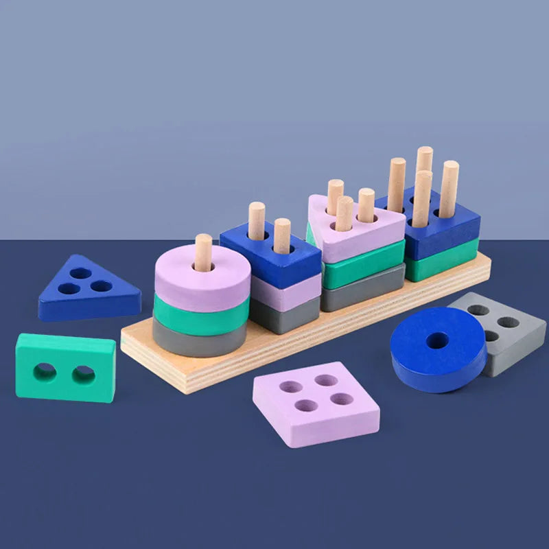 Toy Wooden Building Blocks Toys Color Shape Match Puzzle Toys for gifts Boys Girls