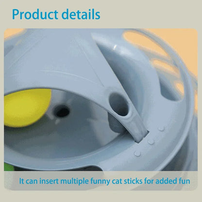 Turnable Toys 4 Levels for Cats Accessories Tower Tracks with Balls Cat Toy Interactive Intelligence Training with Fun Cat Stick