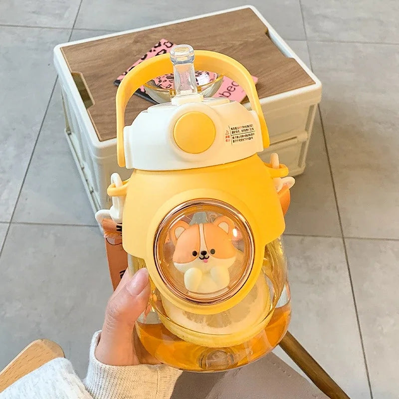 Kids Water Bottles with Straw for Girls 820ml Large Capacity Cute Children's Kawaii Cartoon Bottle for Student School Travel