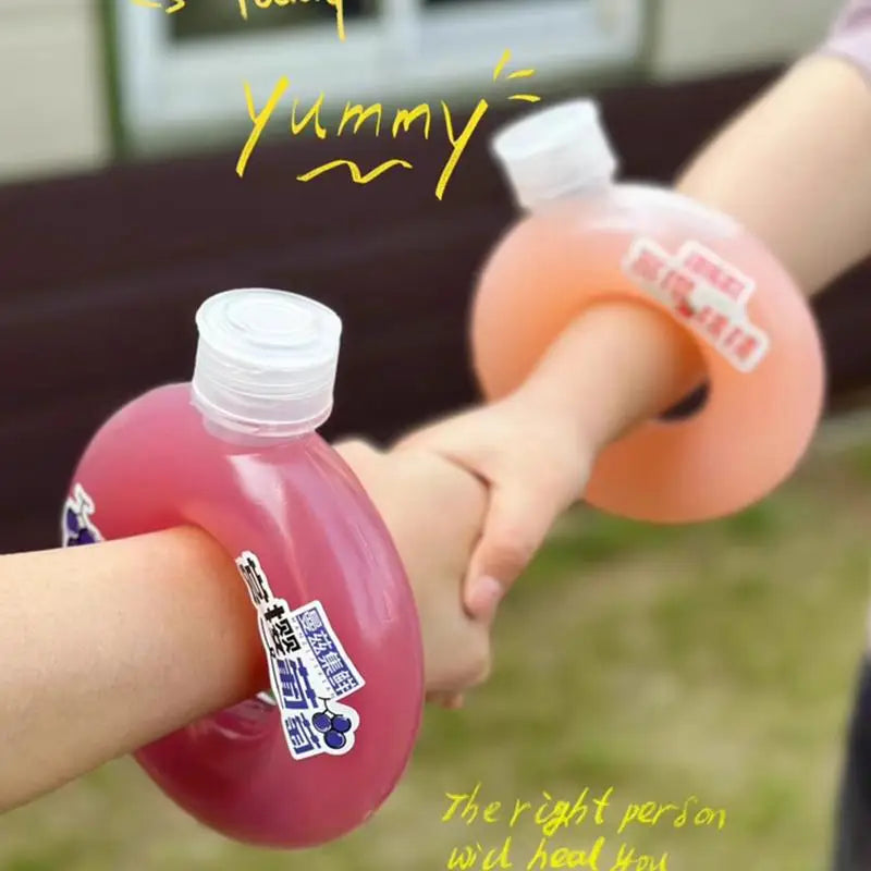 350ML Cute Donut Kids Water Bottle Leak-Proof Travel Cup Children Anti Fall Transparent Drinking Bottle Sports Water Bottle