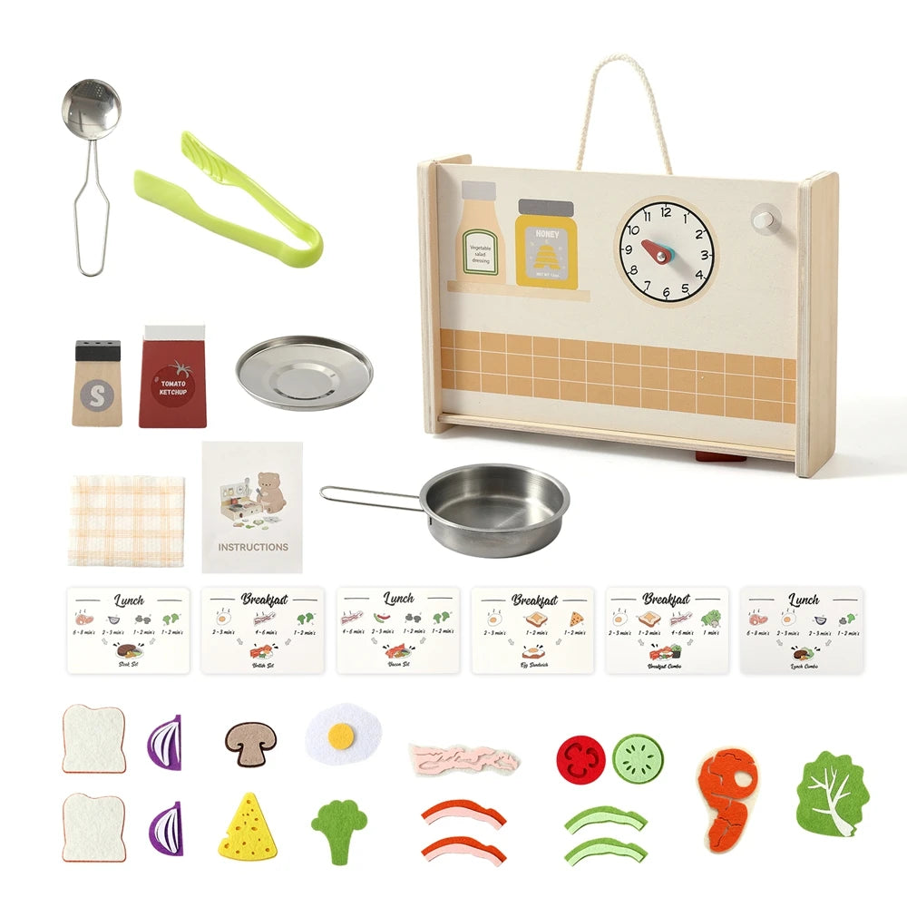 Wooden Kitchen Simulation Toy Set Baby Pretend Play Game Montessori Interactive Toys For Children Baby life Skills learning Toys