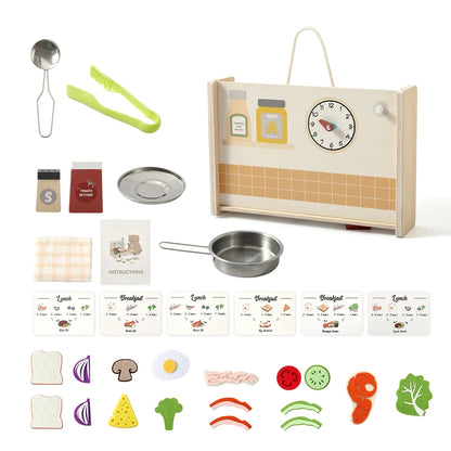 Wooden Kitchen Simulation Toy Set Baby Pretend Play Game Montessori Interactive Toys For Children Baby life Skills learning Toys