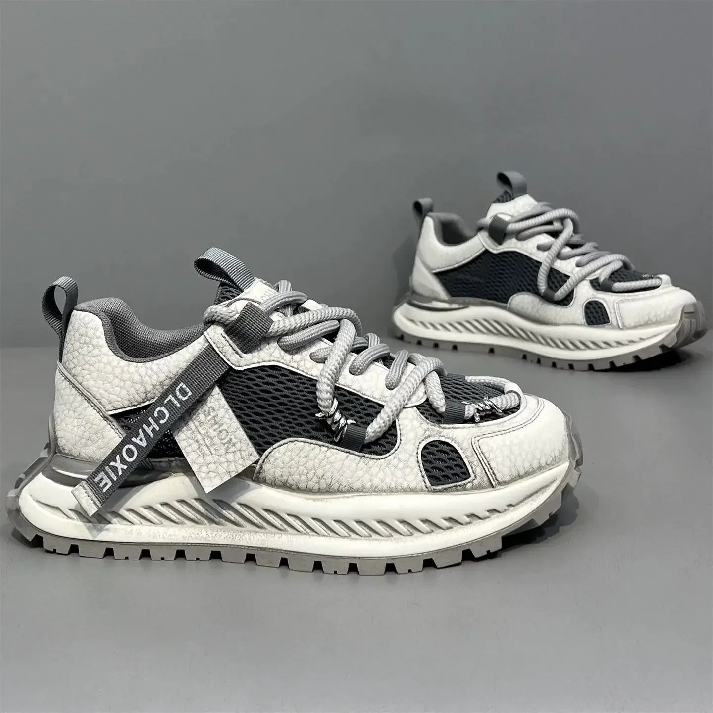 New Men Running Shoes Mesh Breathable Sneakers Lightweight Cushioning Non Slip Outdoor Sports Footwear Large Size Daily Walking