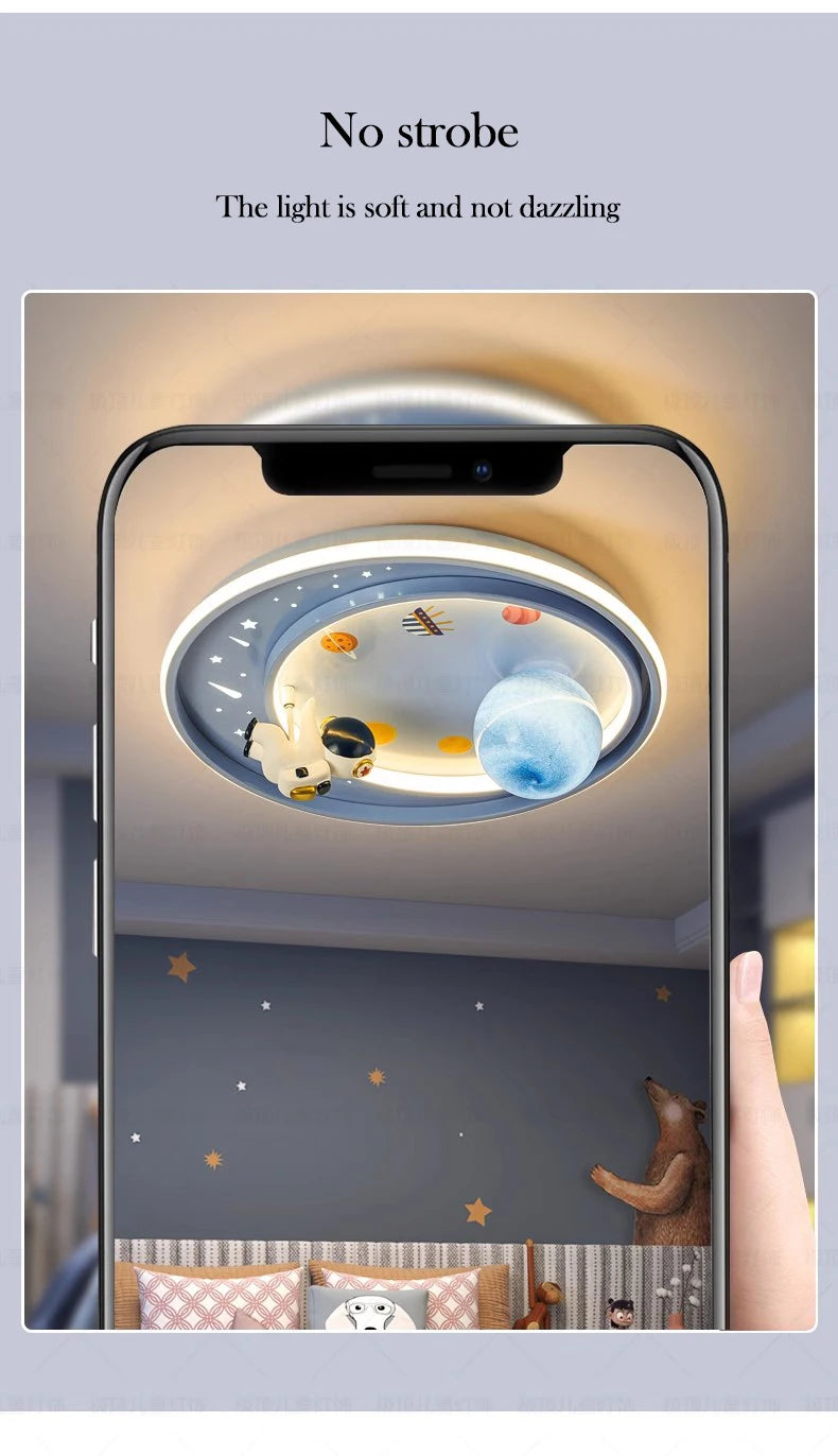 Children's Room Bedroom Ceiling Lights LED Moon Astronaut Unicorn Light Warm Romantic Baby Room Boy Girl Bedroom Ceiling Lamps