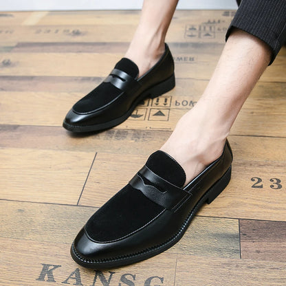 Summer Men Genuine Leather Casual Shoes Mens Wedding Black Dress Shoes Mens Banquet Loafers Blue Outdoor Walking Shoes Big Size