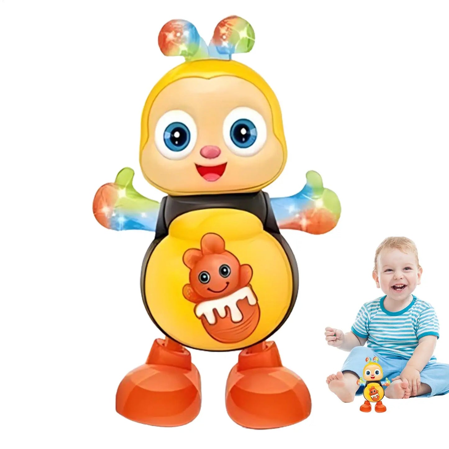 Electric Dancing Bee Toy Cartoon Musical Bee with Lights Music Interactive Educational Toys for Kids Toddler Gifts