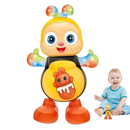 Electric Dancing Bee Toy Cartoon Musical Bee with Lights Music Interactive Educational Toys for Kids Toddler Gifts