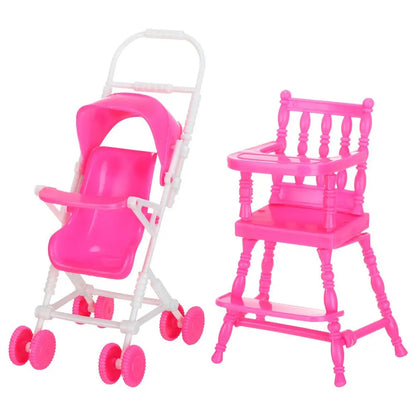 Dollhouse Furniture Scene Model Playing House Photo Props Toys Miniature Baby Stroller Infant Carts Dolls Accessories