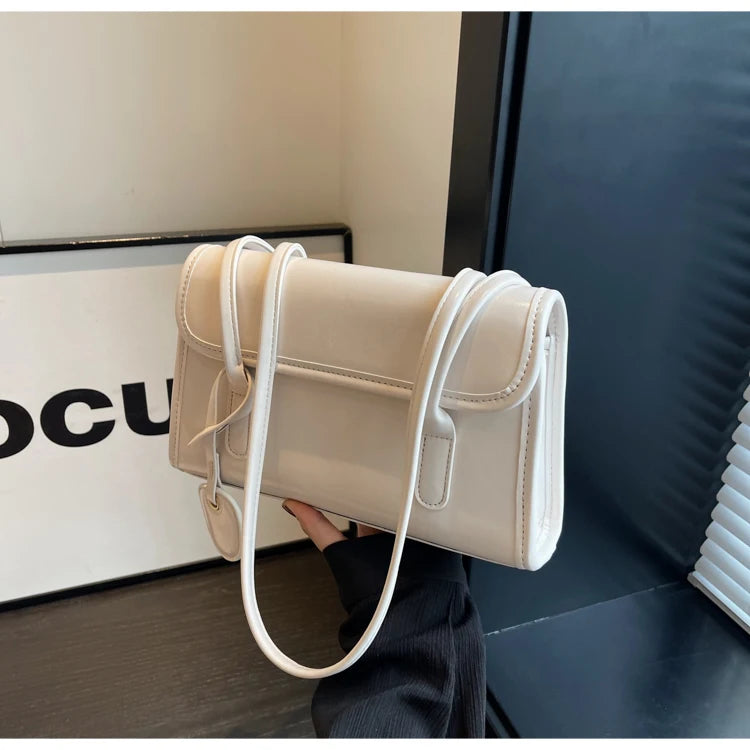 Fashion Red Shoulder Bags For Women Trendy Textured Solid Color Handbag Autumn Winter Versatile Female Underarm Pack