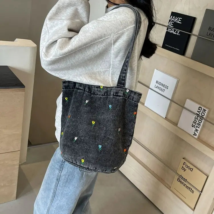 Women Shoulder Bag Large Capacity Denim Tote Bag Fashion Underarm Harajuku Handbag Clutch Bags Simple Female Commuter bags 2026