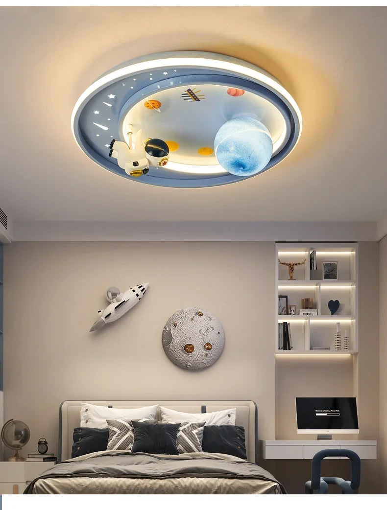 Children's room circular ceiling light moon astronaut light cartoon eye protection children's baby LED light room decoration
