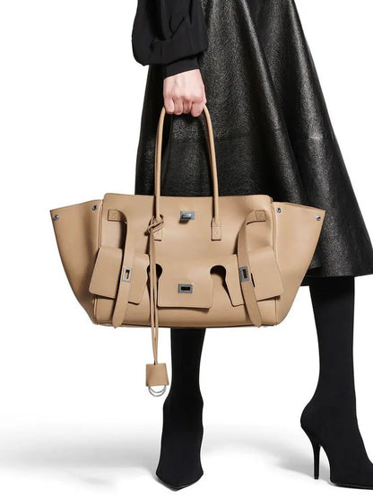New Women's Tote Bag, Fashionable and Simple Casual Bag, High-End Shoulder Bag, Large-Capacity Commuter Bag, Trendy Handbag, Water-Repellent Shopping Bag