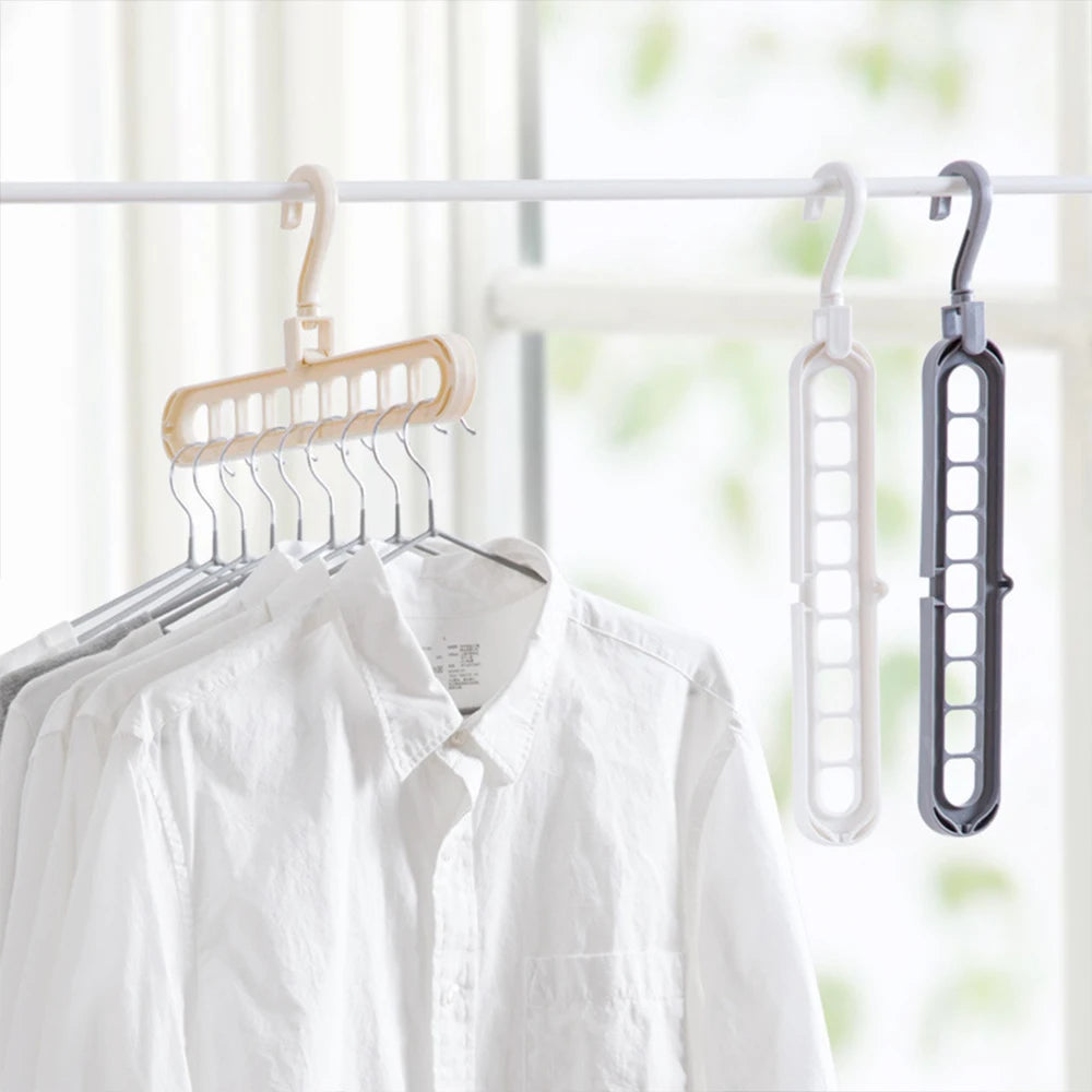 Clothes Hanger Nine Hole Wardrobe Organizer Space Saving Home Household Multi-Functional Drying Rack Plastic Storage