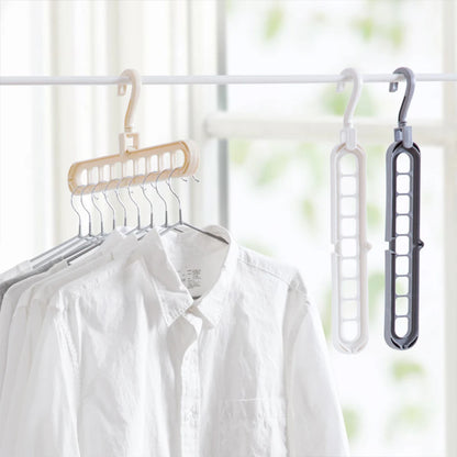 Clothes Hanger Nine Hole Wardrobe Organizer Space Saving Home Household Multi-Functional Drying Rack Plastic Storage