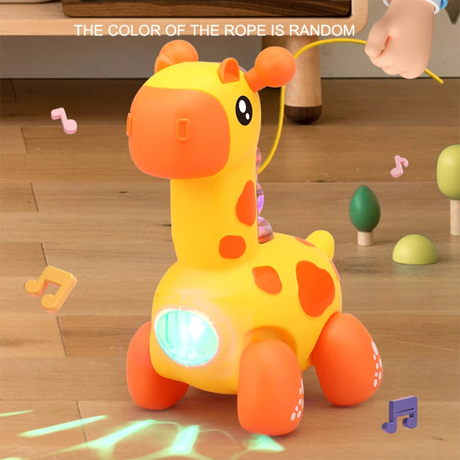 Giraffe rope toy with light, music, electric crawling toy, children's puzzle early education luminous toy