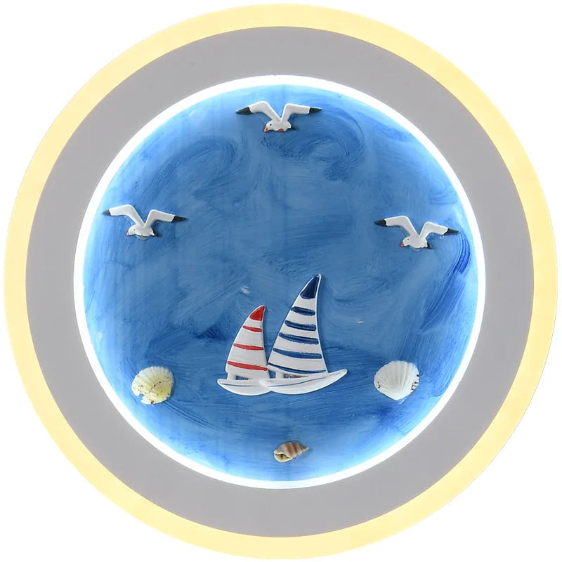 Marine Decorative Wall Lamps Mediterranean Bedside Cartoon LED Lighting Bedroom Background Lamp Cute Children's Room Wall Lights