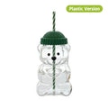 Transparent Bear Shape Plastic Or Glass Cup With Straw Coffee Mug For Men Women Birthday Christmas Gift Beverage Milk Tea Cup