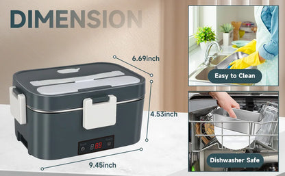 2-in-1 electric lunch box leak-proof portable food warmer 1.5/2/2.5 L microwave bento lunch box with stainless steel container