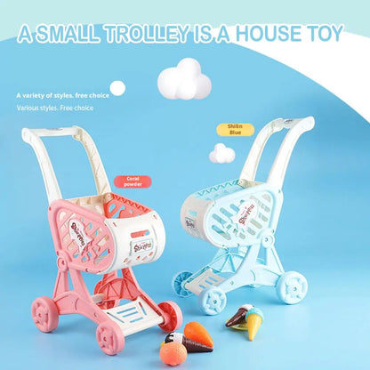Shopping Cart Toy Baby Small Trolley Children Play House Fruit Cut Music Kitchen Supermarket Men And Girls Early Education Toys