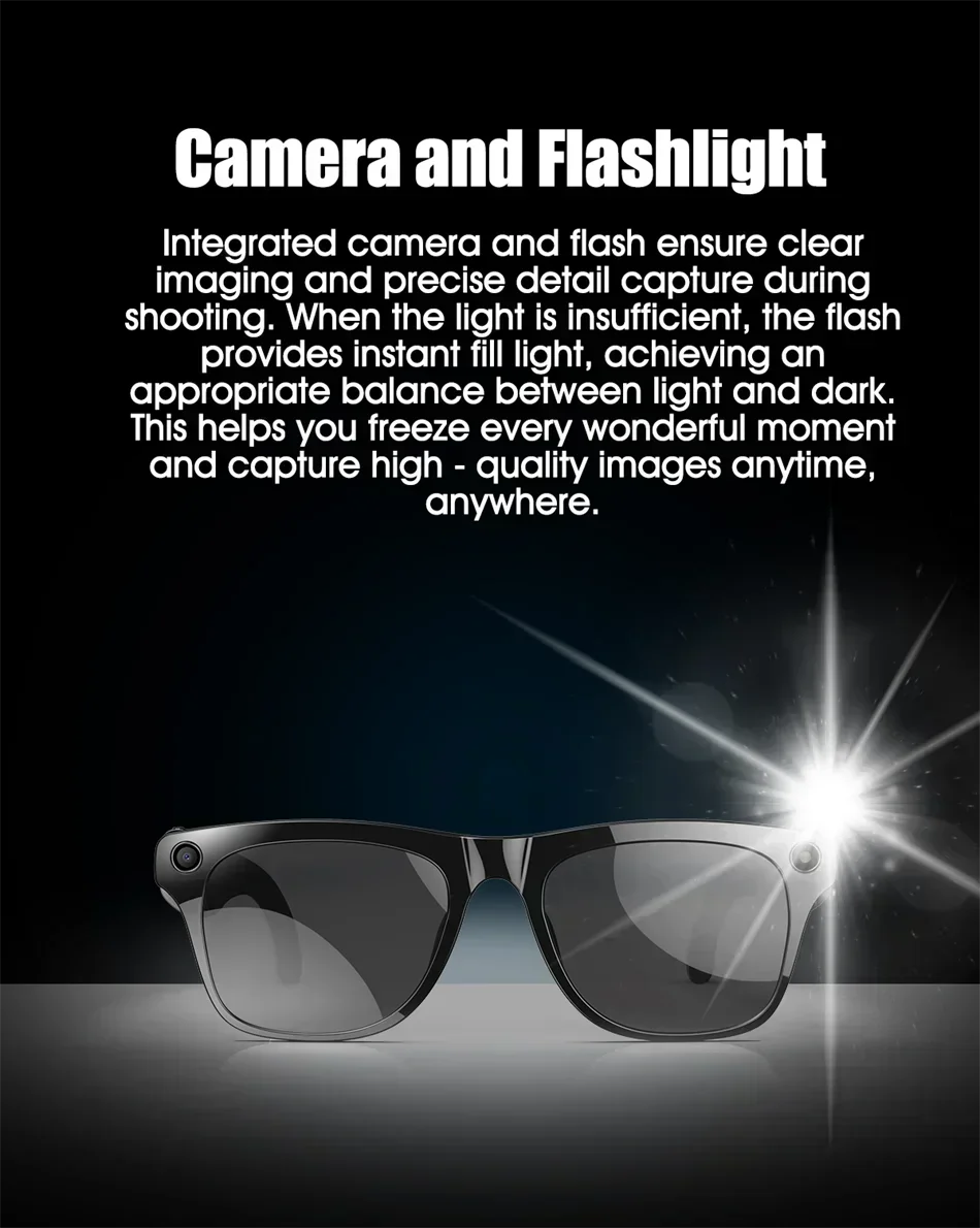 Lenovo 2026 New 8K Bluetooth AI Glasses 1200MP HD Camera Chat GPT Voice Assistant Music Player Translate Call Smart Sunglasses