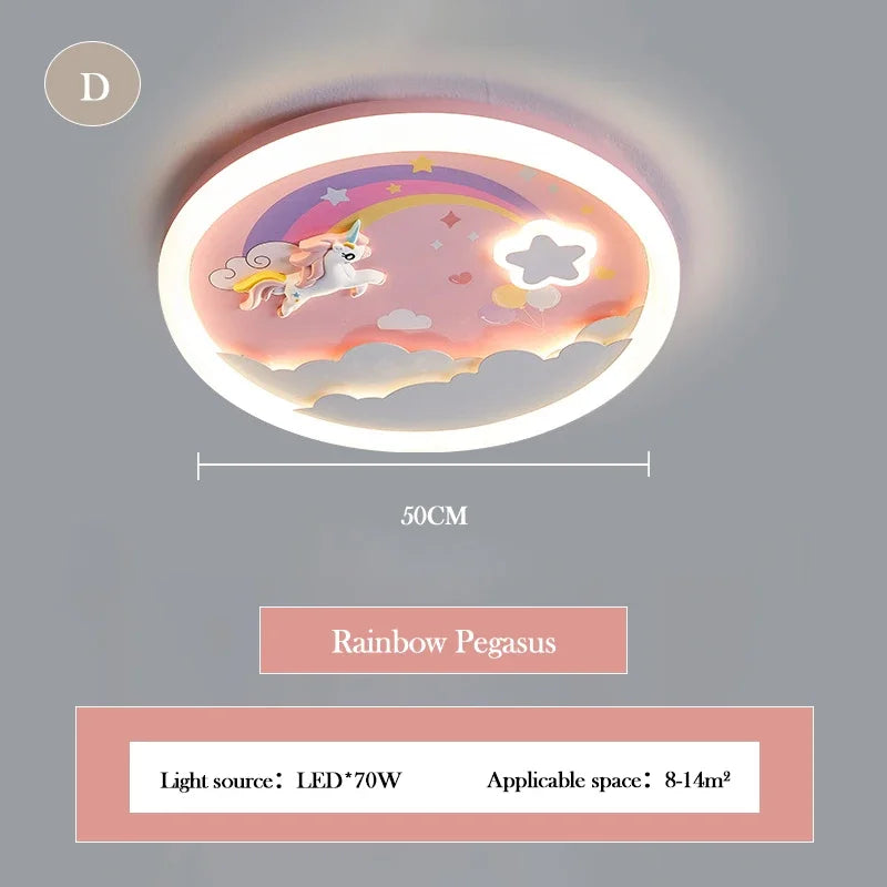 2026 Pink Rainbow Unicorn Light Princess Room Ceiling Lamps LED Warm Cute Nursery Children's Room Girl Bedroom Pegasus Ceiling L