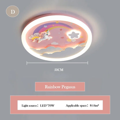2026 Pink Rainbow Unicorn Light Princess Room Ceiling Lamps LED Warm Cute Nursery Children's Room Girl Bedroom Ceiling