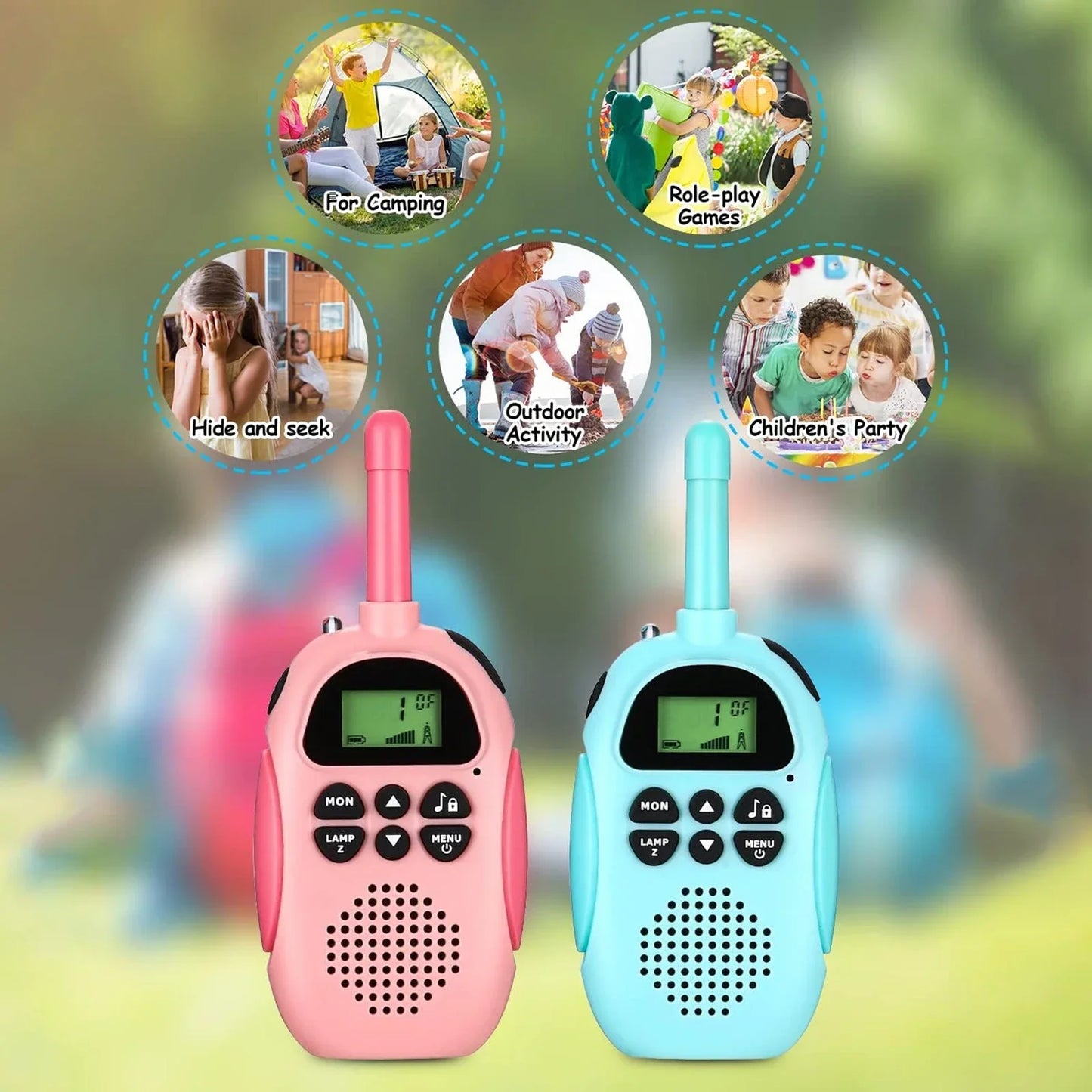 Kids Walkie Talkies 2 Pack Rechargeable Toy Two Way Radio 22 Channels 3KM Long Range for Children Outdoor Play Birthday Gifts